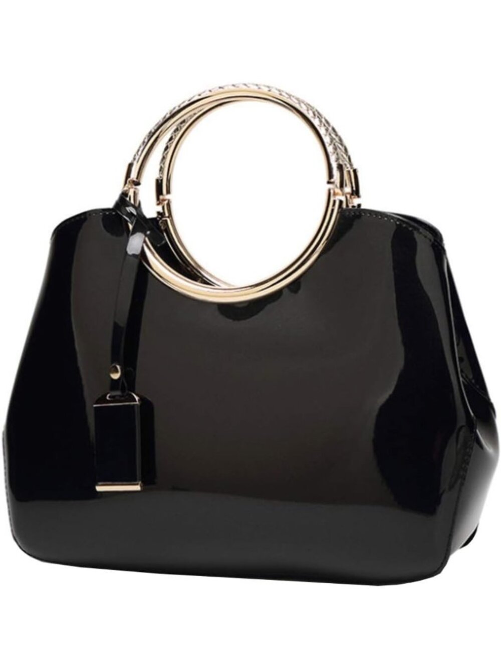 Elegant Patent Leather Tote & Satchel Handbag - Versatile Crossbody & Clutch